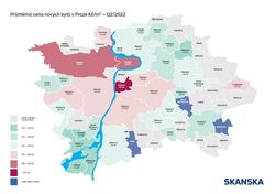 Průměrná cena nových bytů v Praze Kč m2 Q2 2022